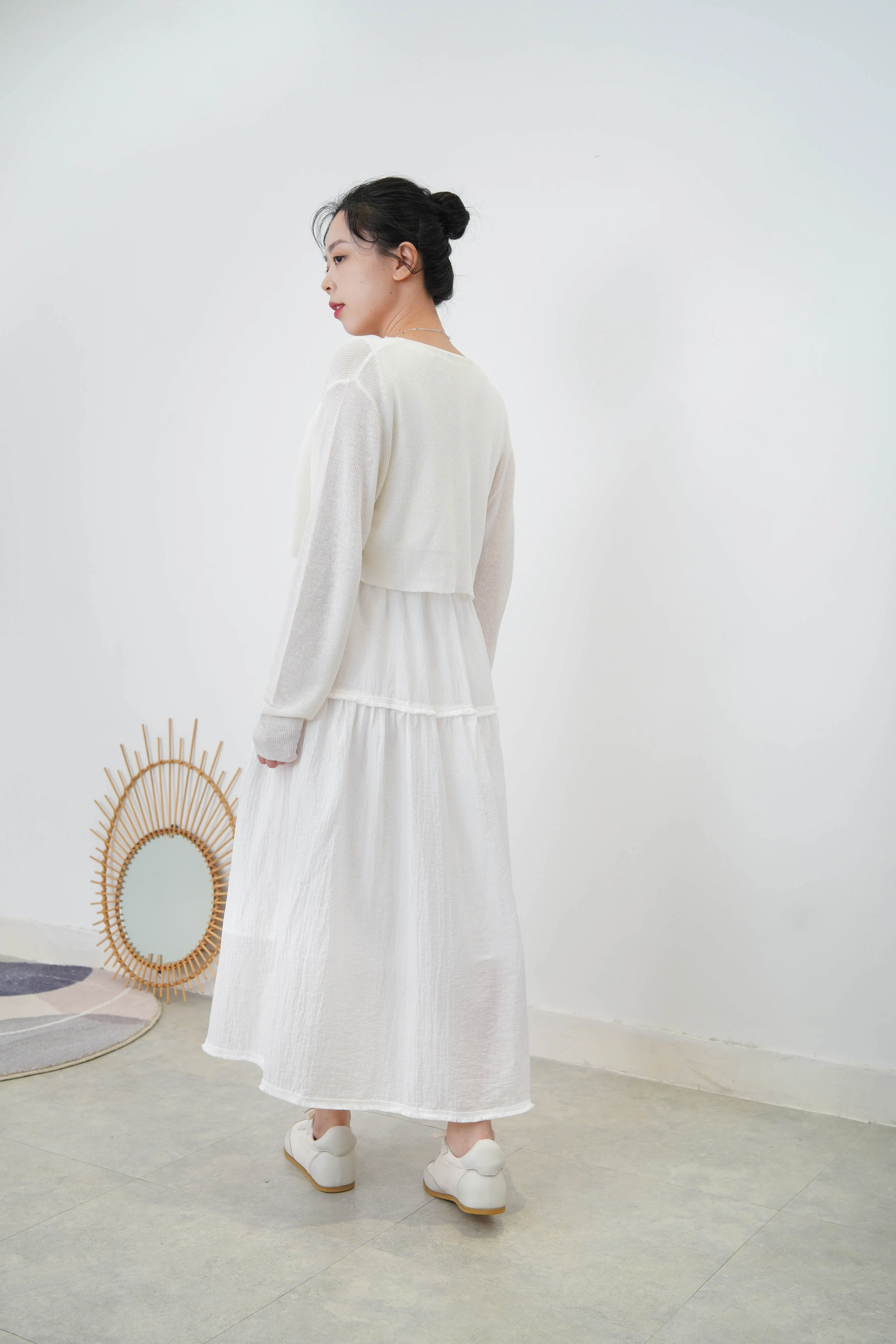 White crop summer cardigan