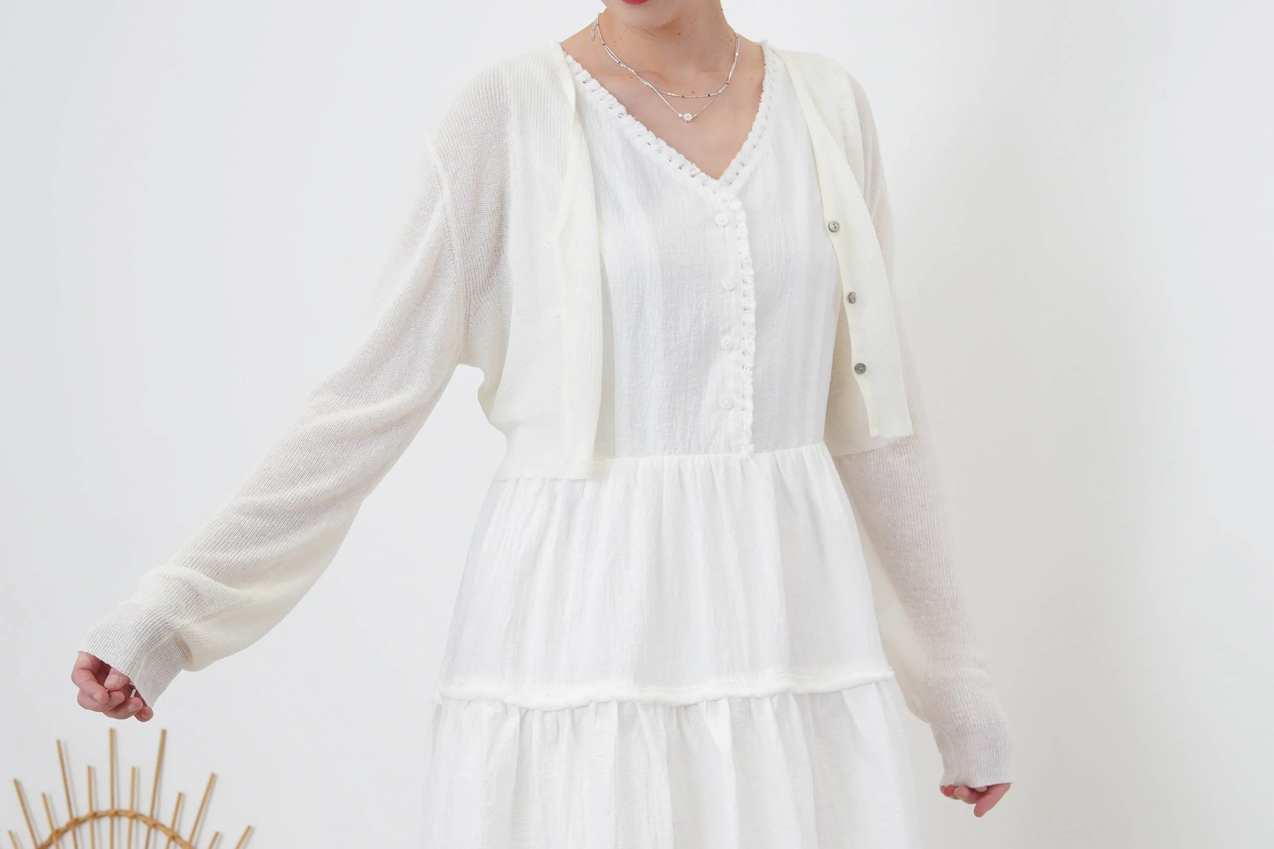 White crop summer cardigan