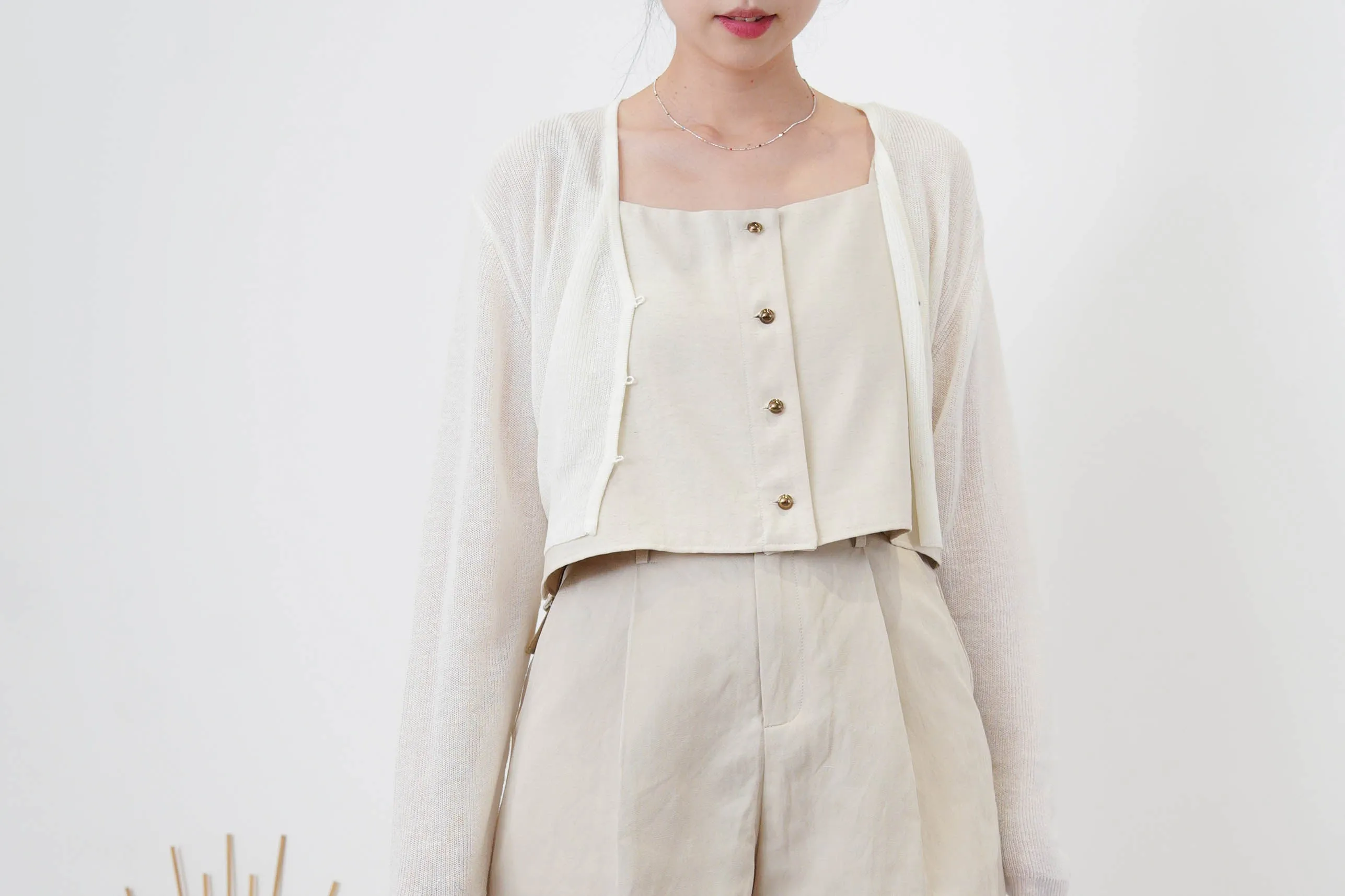 White crop summer cardigan