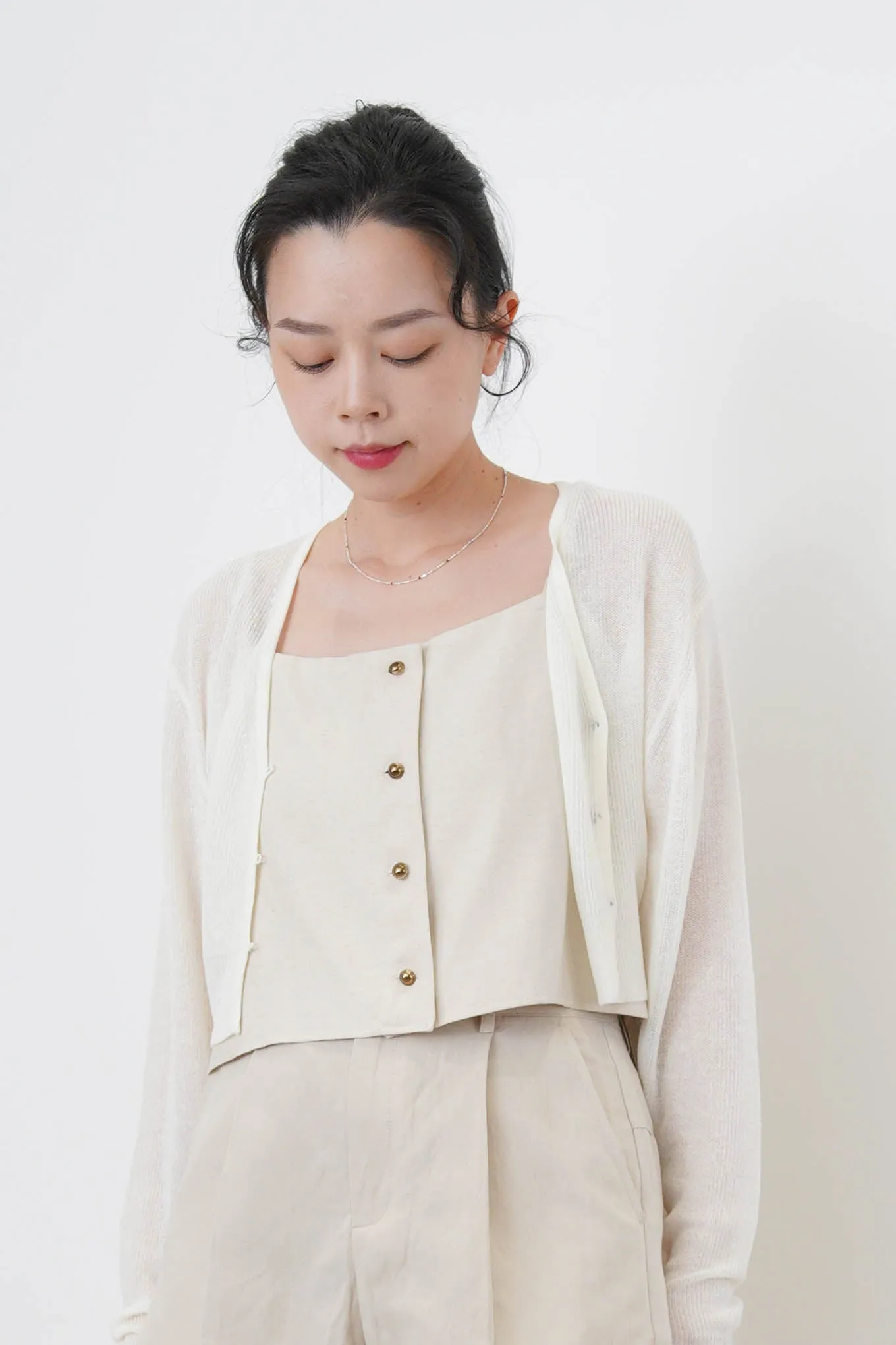 White crop summer cardigan