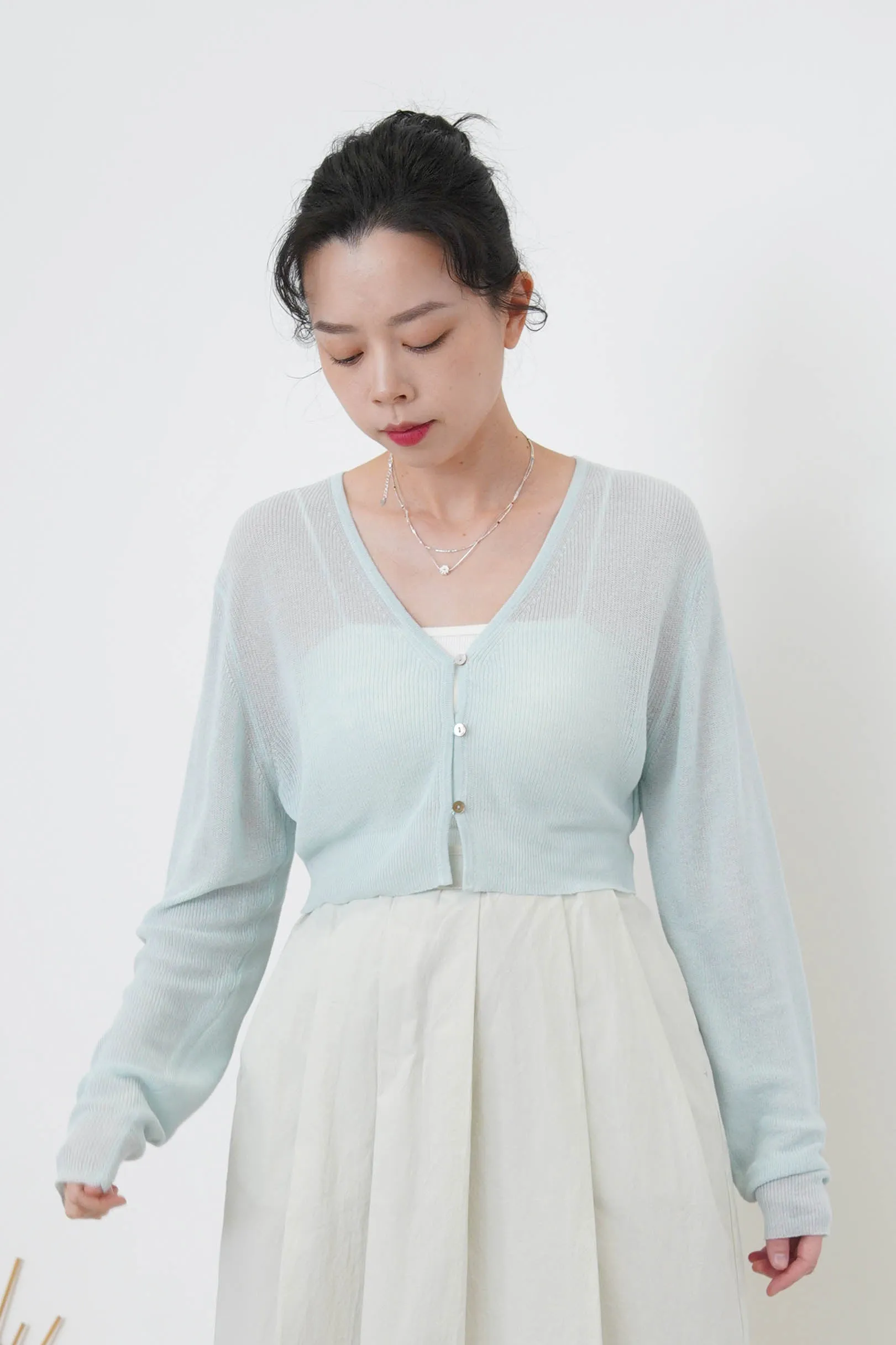 White crop summer cardigan