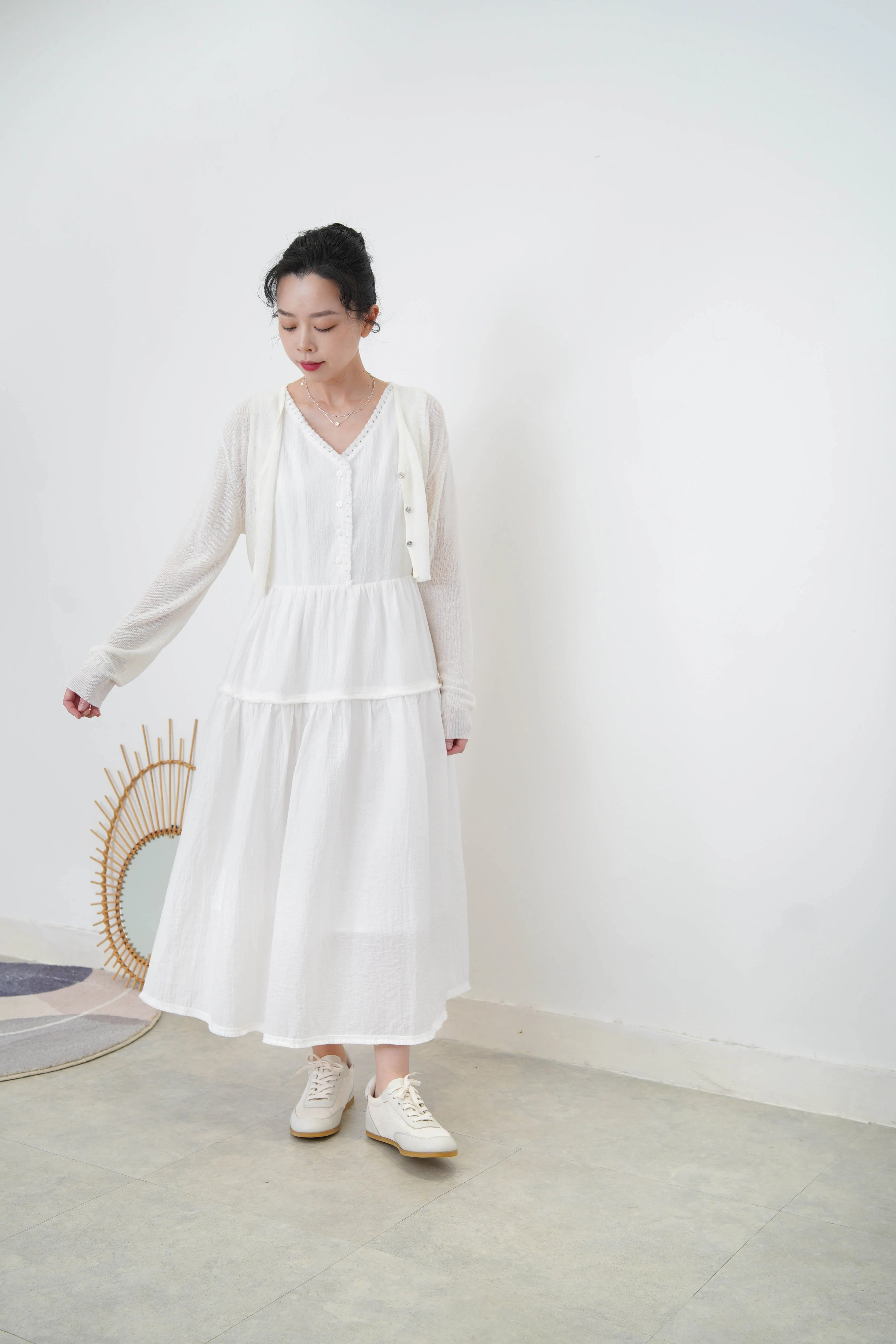 White crop summer cardigan