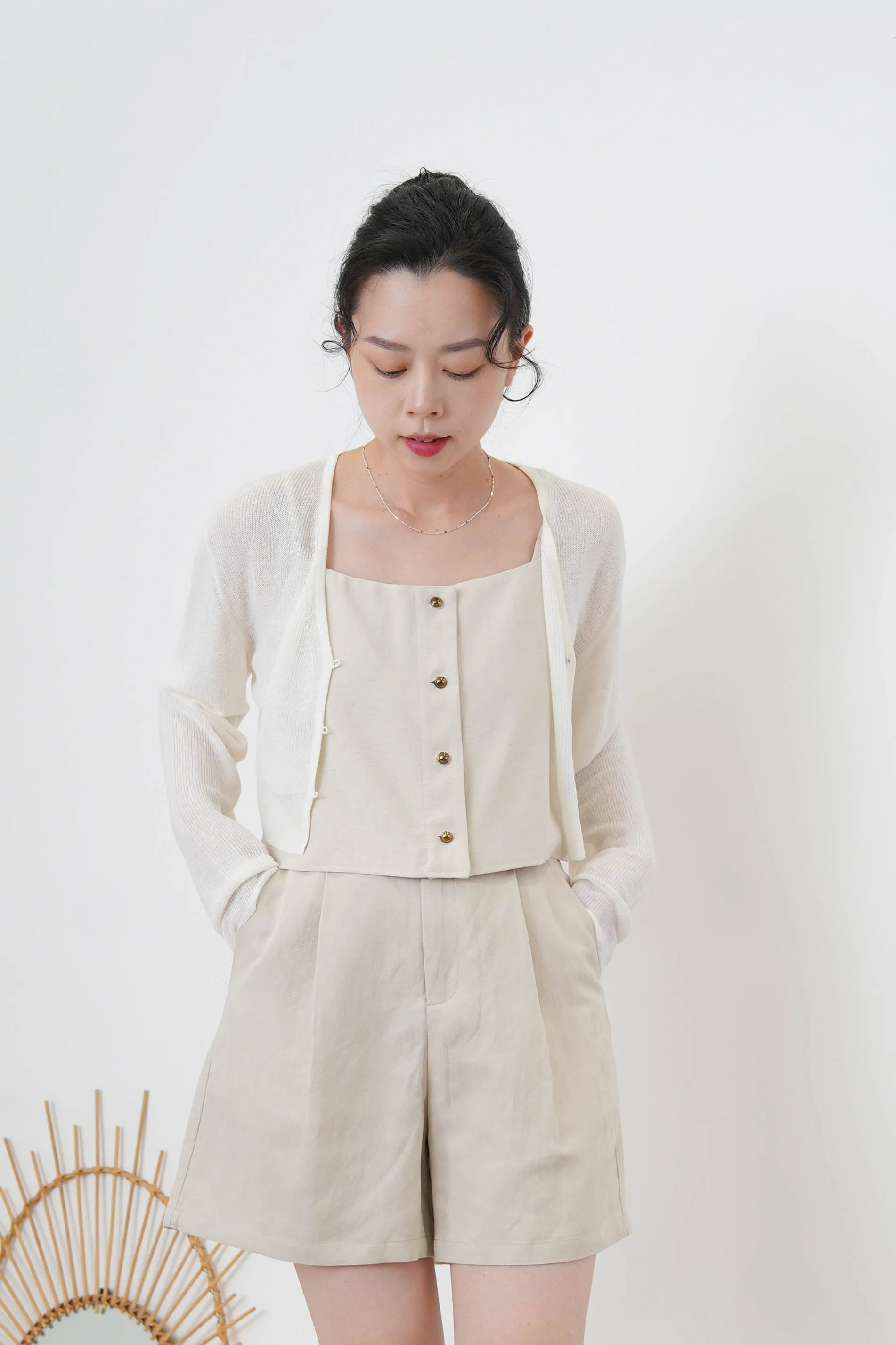 White crop summer cardigan