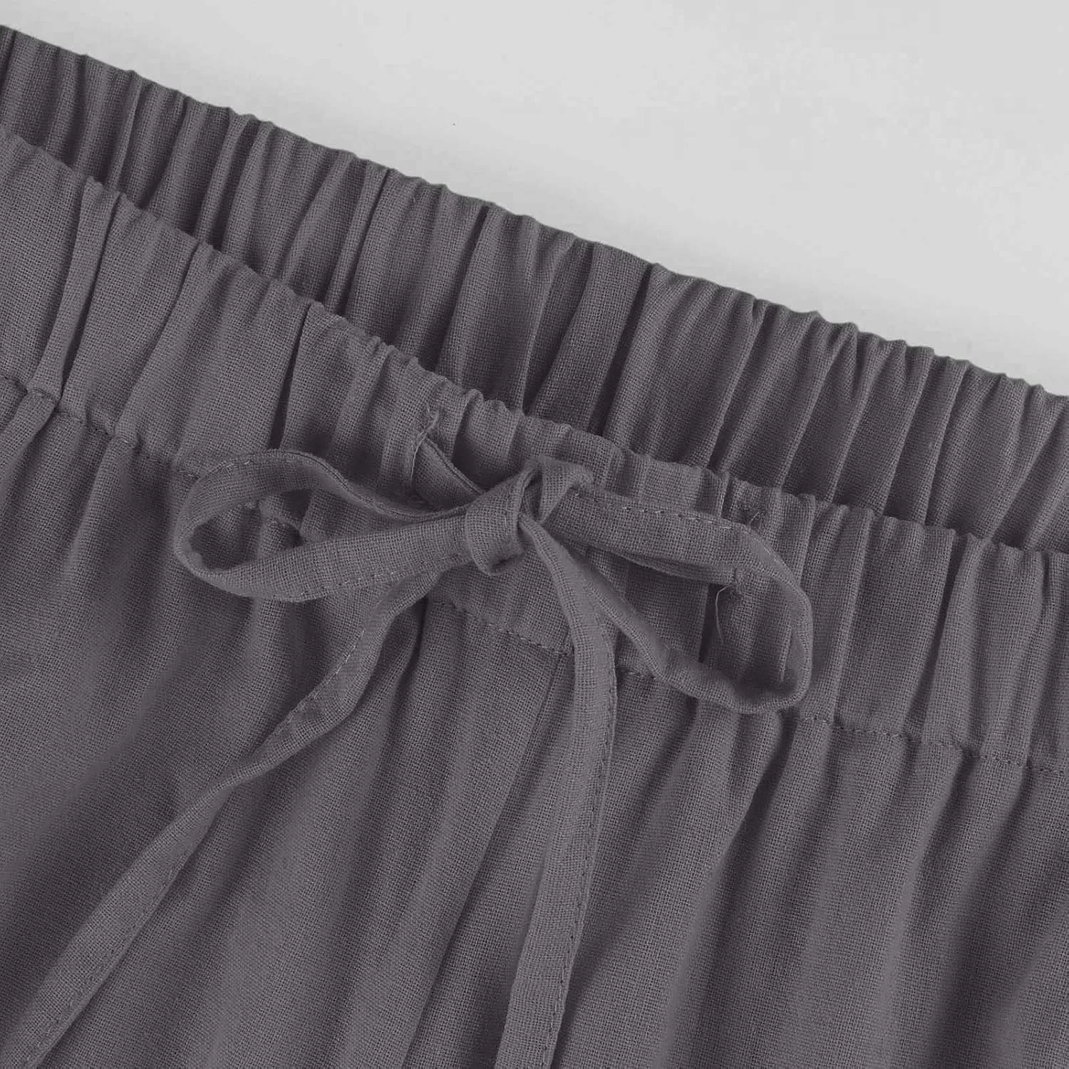 Wide Leg Palazzo Pants for Women Drawstring High Waisted Linen Pants 2025 Trendy Baggy Lounge Long Trousers w/Pockets