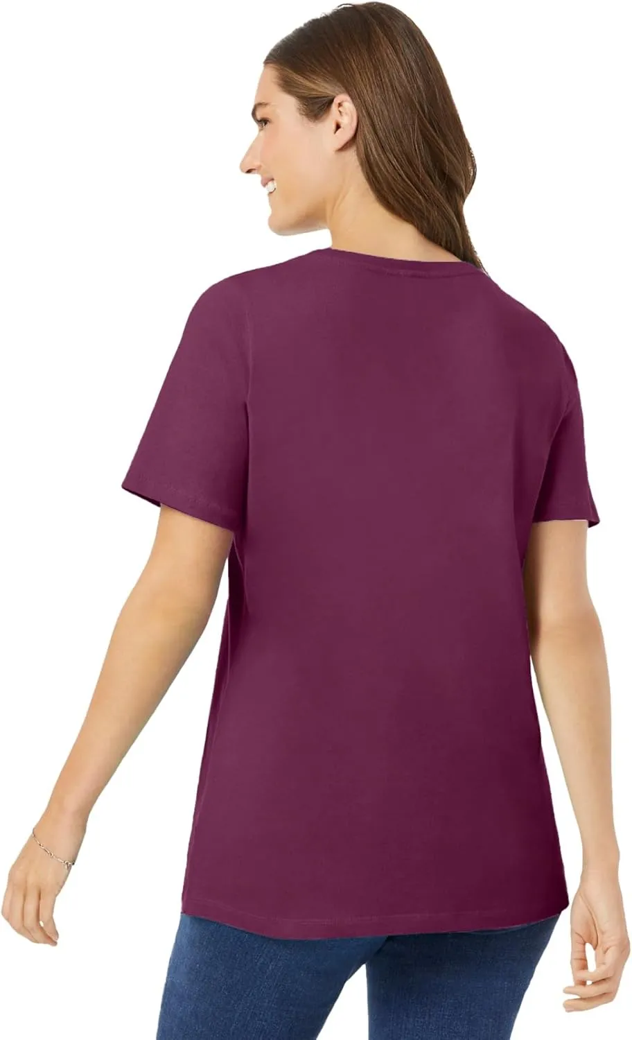 Woman Within Women's Plus Size Perfect Short-Sleeve Scoopneck Tee
