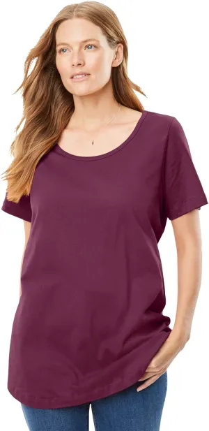 Woman Within Women's Plus Size Perfect Short-Sleeve Scoopneck Tee