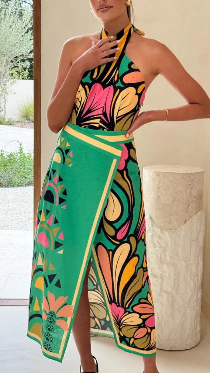 Women Floral Skirt Casual Split Midi Long Skirt Summer Vacation Outfits