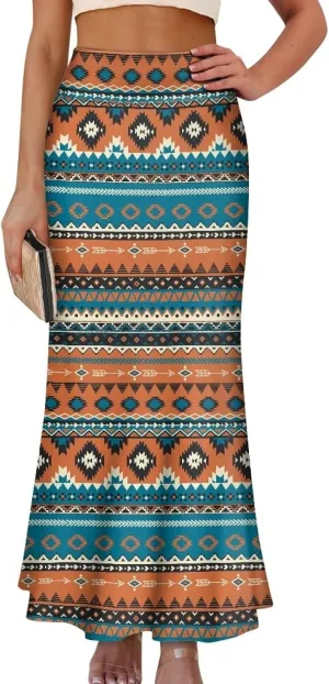 Women High Waist Elastic Long Skirts A-Line Flared Maxi Skirts Bodycon Midi Skirt Fall Skirt Pencil Skirt for Lady