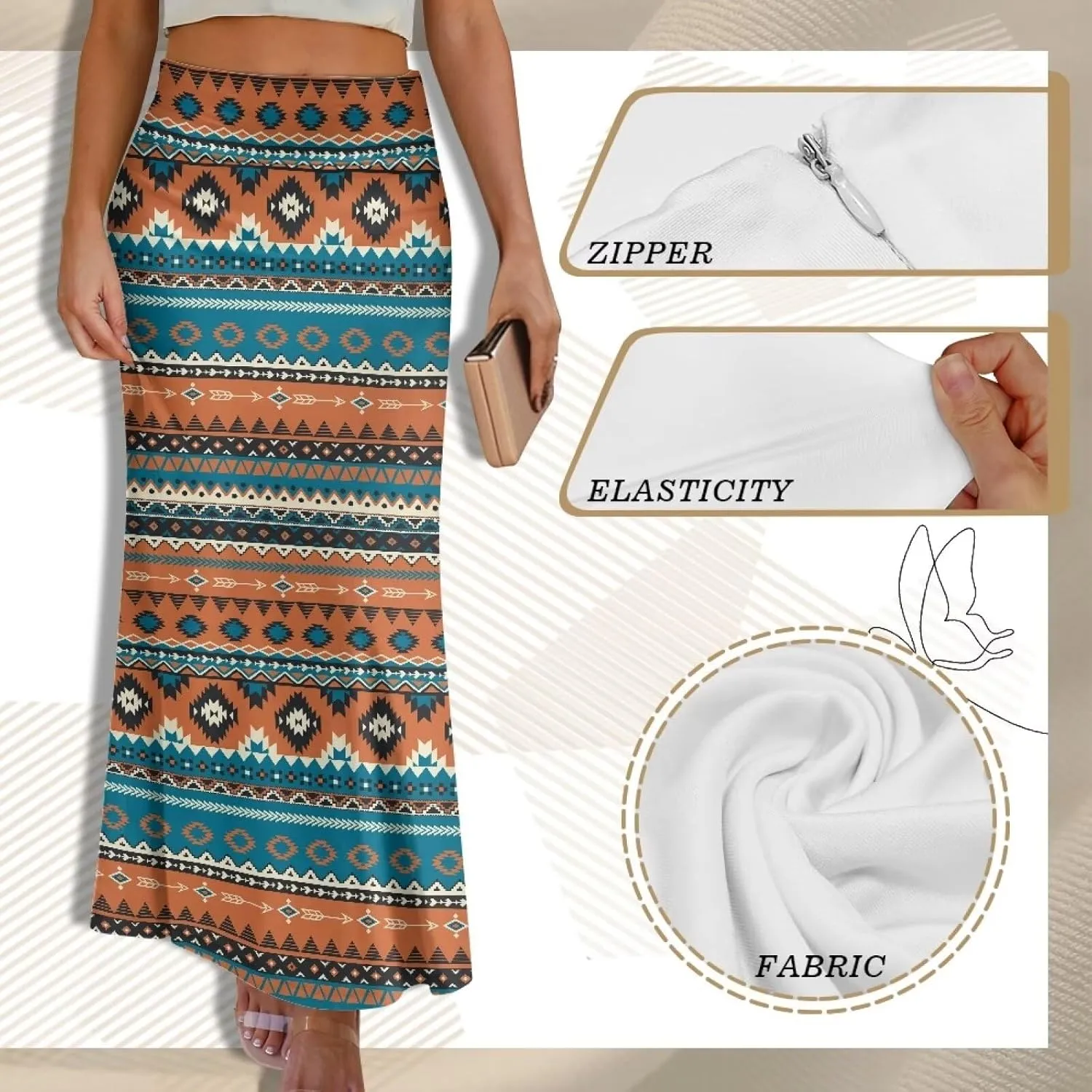Women High Waist Elastic Long Skirts A-Line Flared Maxi Skirts Bodycon Midi Skirt Fall Skirt Pencil Skirt for Lady