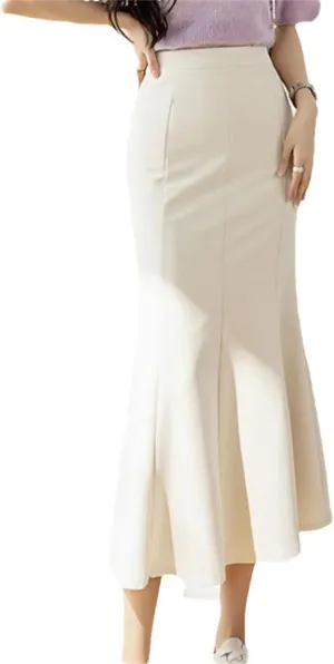 Women High Waist Midi Skirts Thin and Draped Elegant Mermaid Skirts Casual Long Skirt