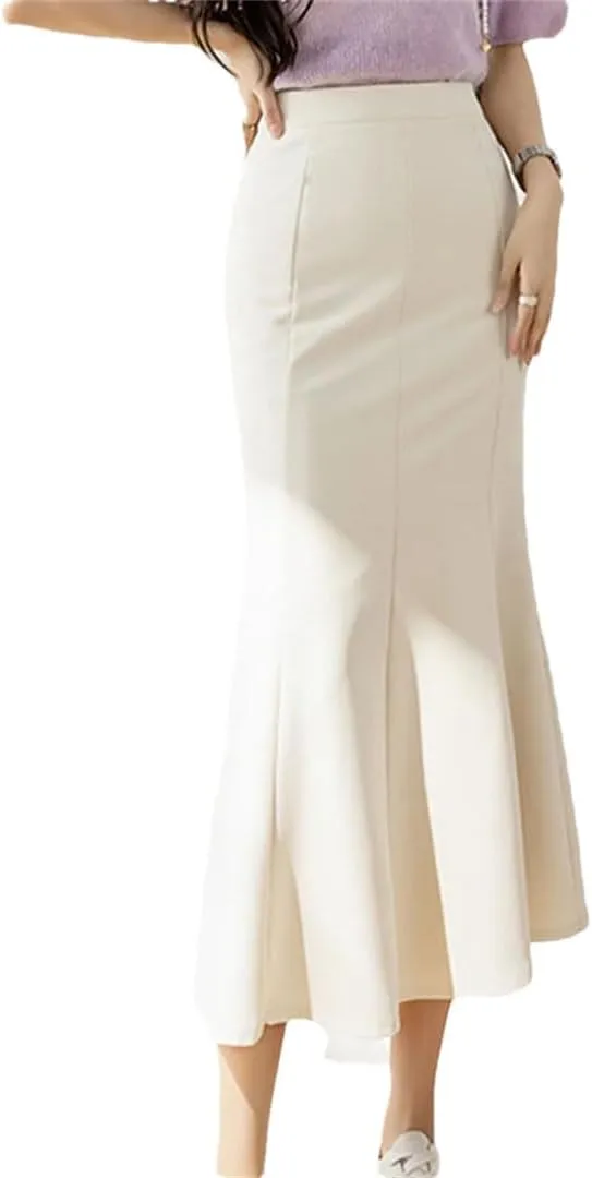 Women High Waist Midi Skirts Thin and Draped Elegant Mermaid Skirts Casual Long Skirt
