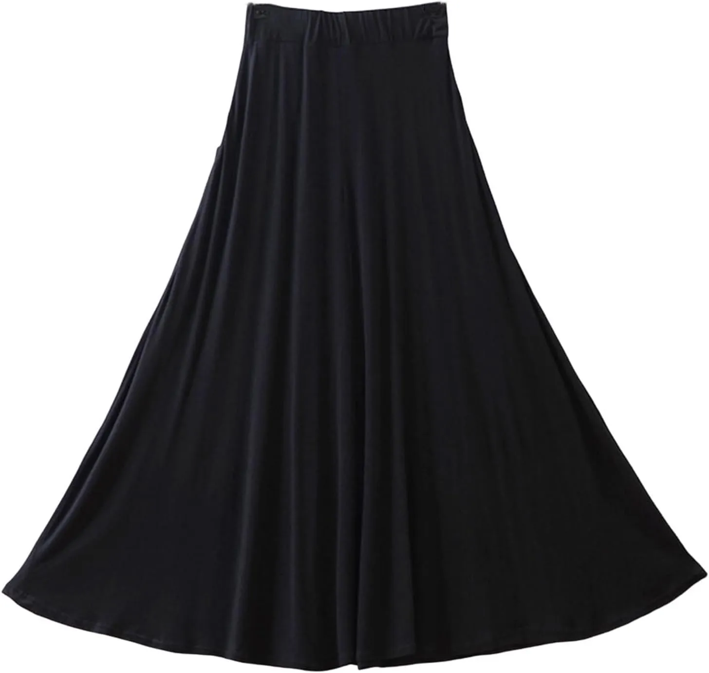 Women Maxi Skirt High Waisted Solid Color Summer Casual Skirt Pleated Swing Beach Skirt with Pockets for Vacation