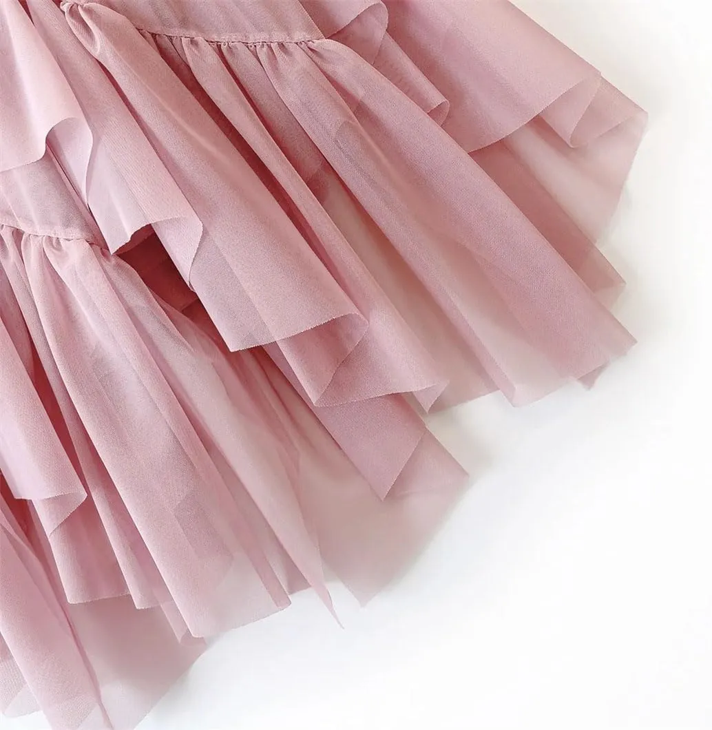 Women Mesh Irregular Midi Skirt Boho Long Tulle High Waist Party Long Maxi Skirts