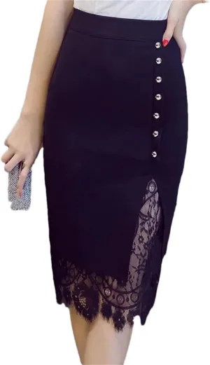 Women Skirt Black High Waist Skirt Lace Pencil Skirt Skirts Womens