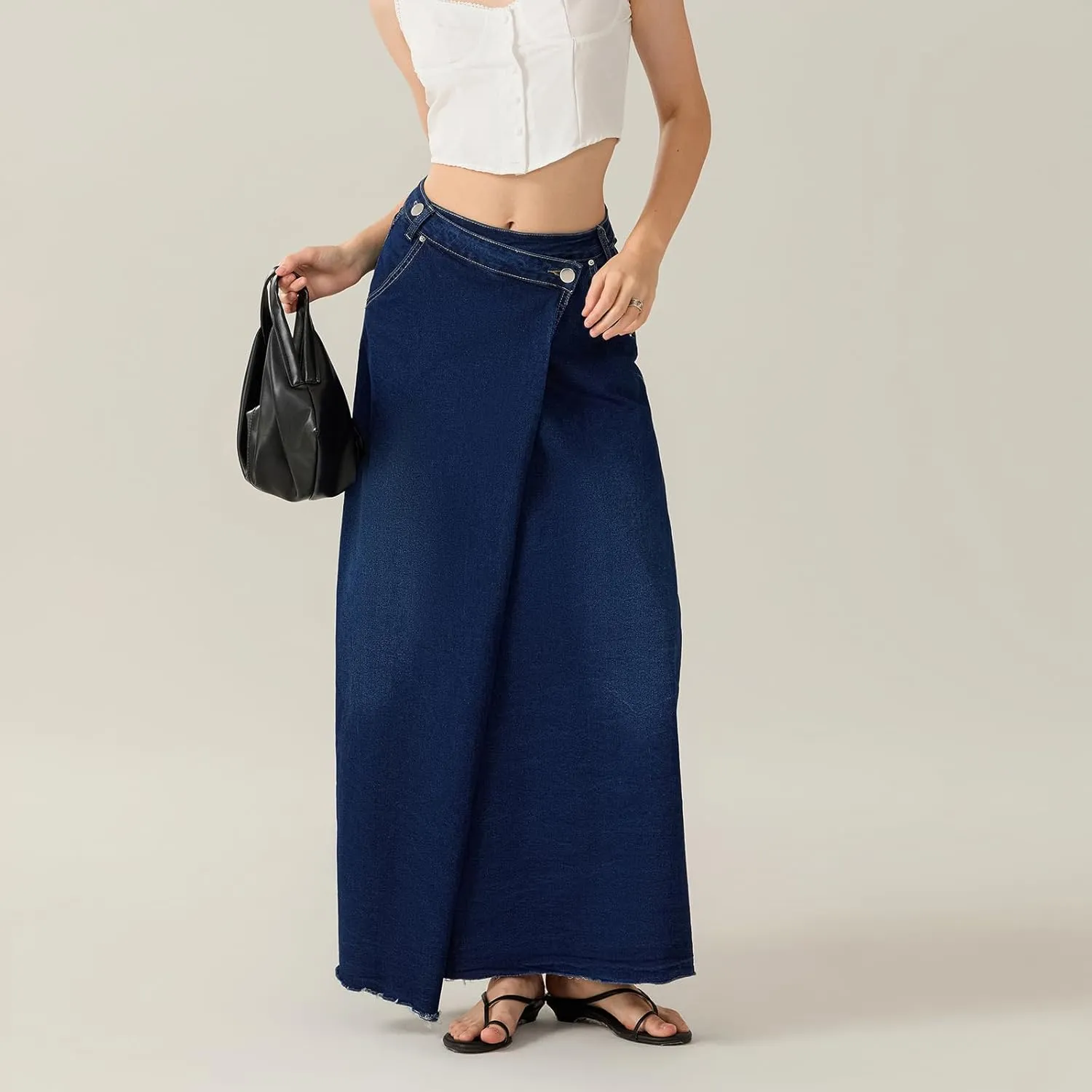 Women Slit Denim Maxi Skirt High Waist Split A-Line Pencil Long Jean Skirt Slim Fit Vintage Cargo Y2k Jean Skirt