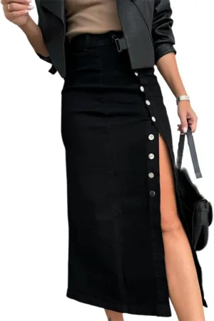 Women Slit Denim Maxi Skirt High Waist Split A-Line Pencil Long Jean Skirt Slim Fit Vintage Cargo Y2k Jean Skirt