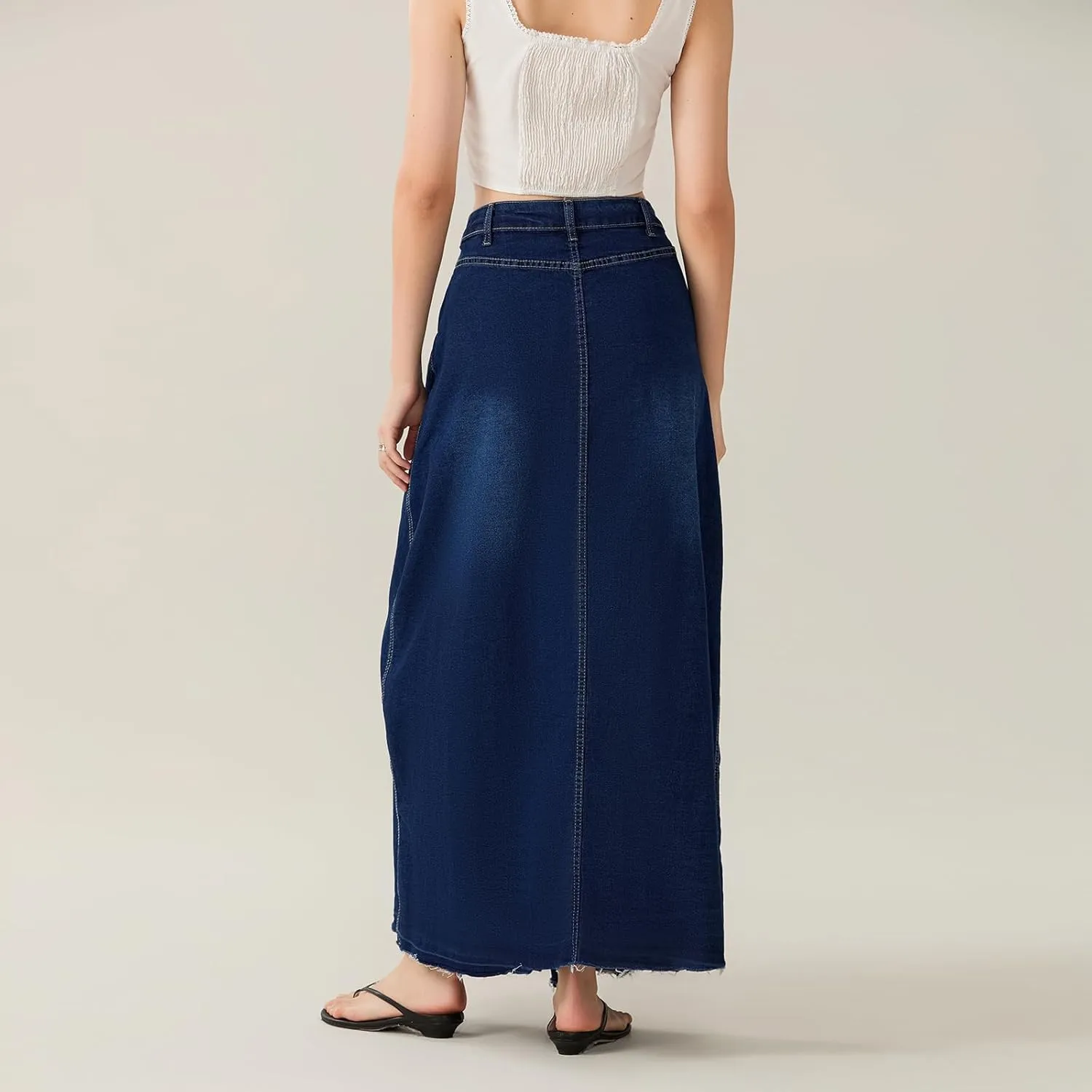 Women Slit Denim Maxi Skirt High Waist Split A-Line Pencil Long Jean Skirt Slim Fit Vintage Cargo Y2k Jean Skirt