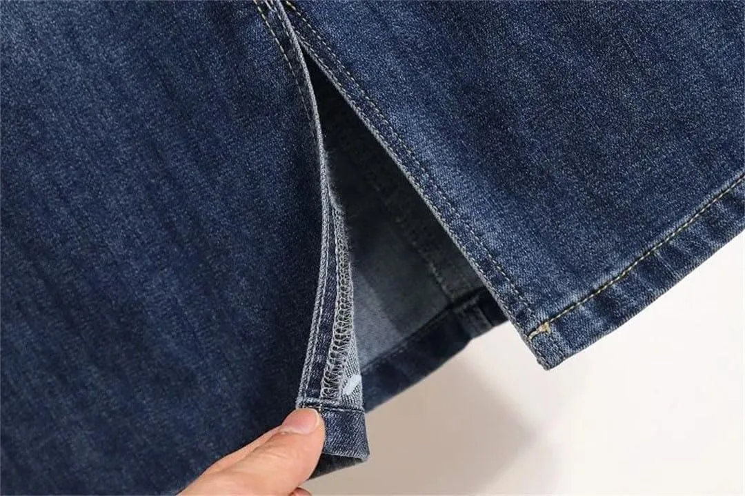 Women Summer Solid High Waisted Loose Denim Skirt