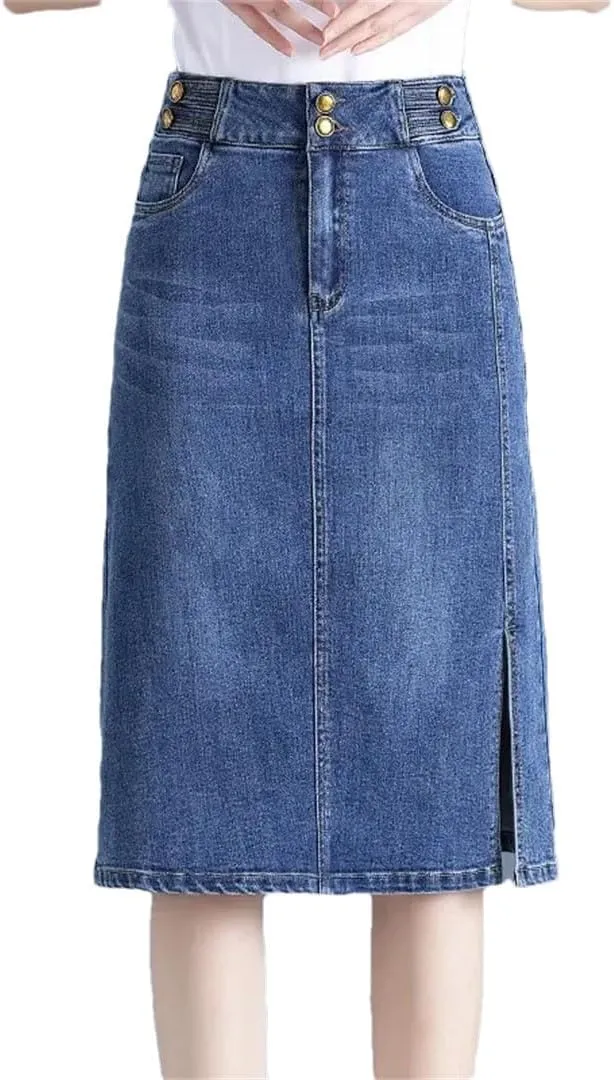 Women Summer Solid High Waisted Loose Denim Skirt