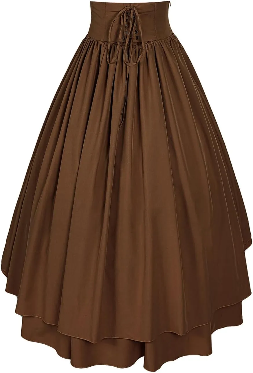 Women Victorian Skirt Medieval Renaissance Peasant Skirt Floor High Waisted Fluttering Long Skirt
