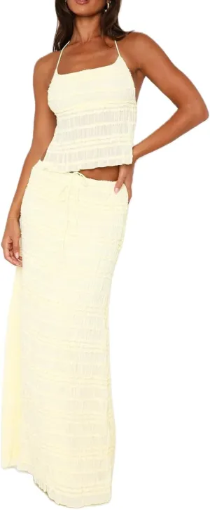 Women Y2k 2 Piece Maxi Skirt Set Sexy Backless Halter Crop Cami Top Tiered Smocked Flowy Long Skirt Beach Matching Set
