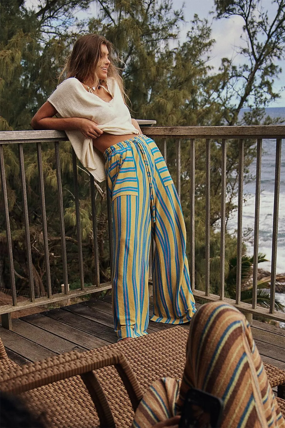 Women Y2k Striped Long Pants Wide Leg Stripes Print Lounge Pants High Waist Drawstring Striped Trousers