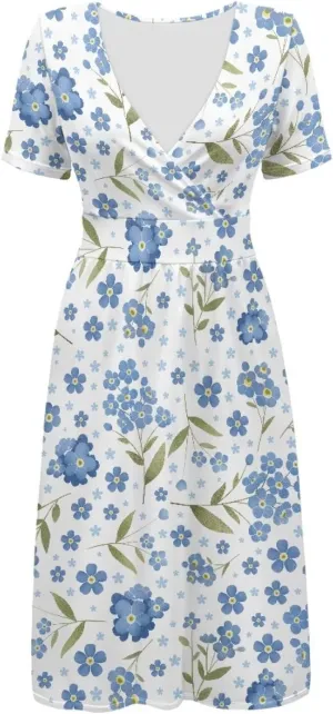 Women's 1950s Retro Rockabilly Waist-Slimming A-line Dress Floral Pattern V Neck 2024 Wedding Guest Summer Dress