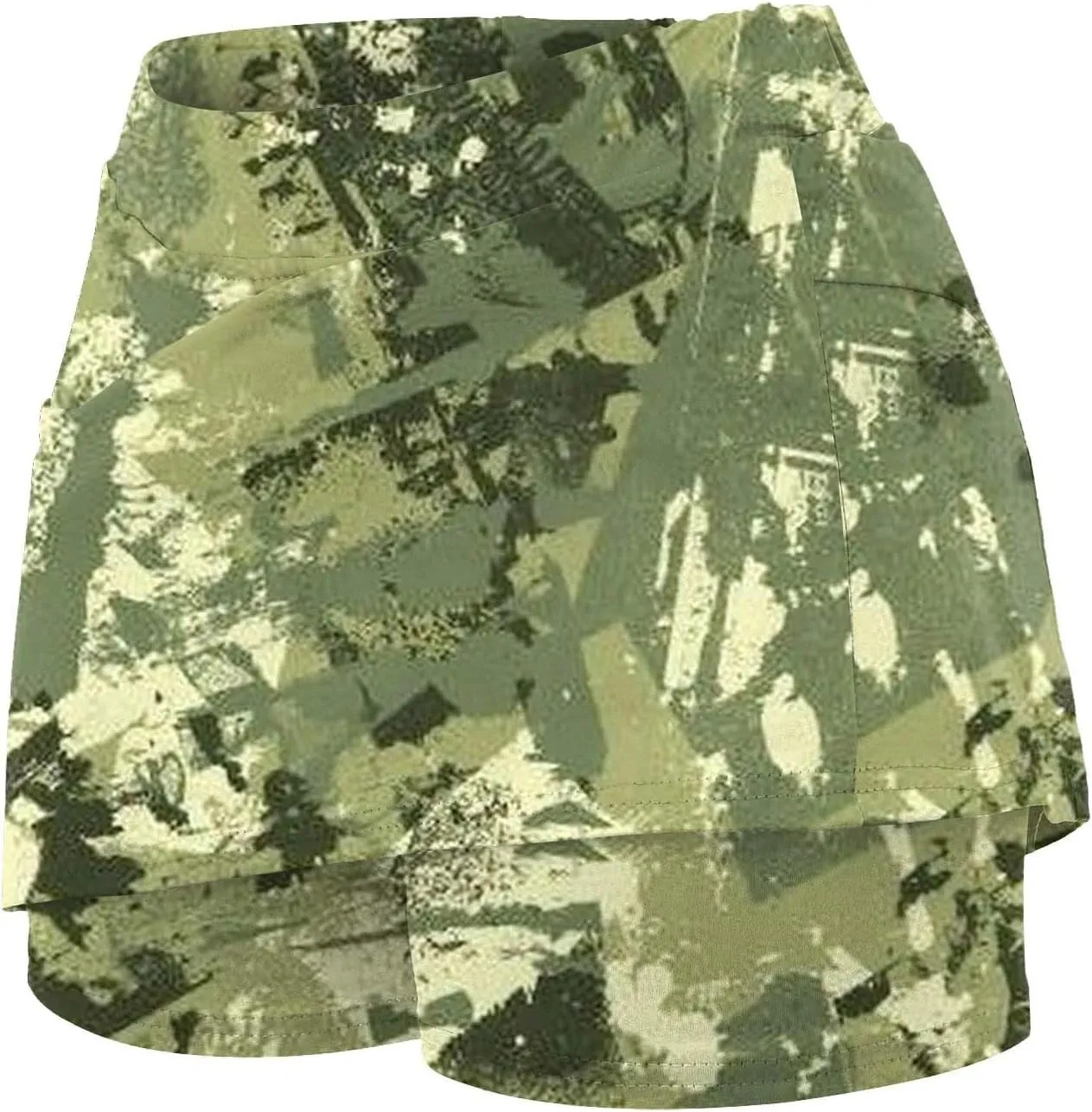Women's A Line Skort Camo Print Gym Athletic Tennis Stretchy Mini Skirts Comfy Sports Workout Golf 2 in 1 Shorts Underneath