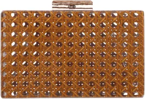 Womens Acrylic Clutch Purse Rattan Handbags Woven Pattern Evening Bag for Party Wedding