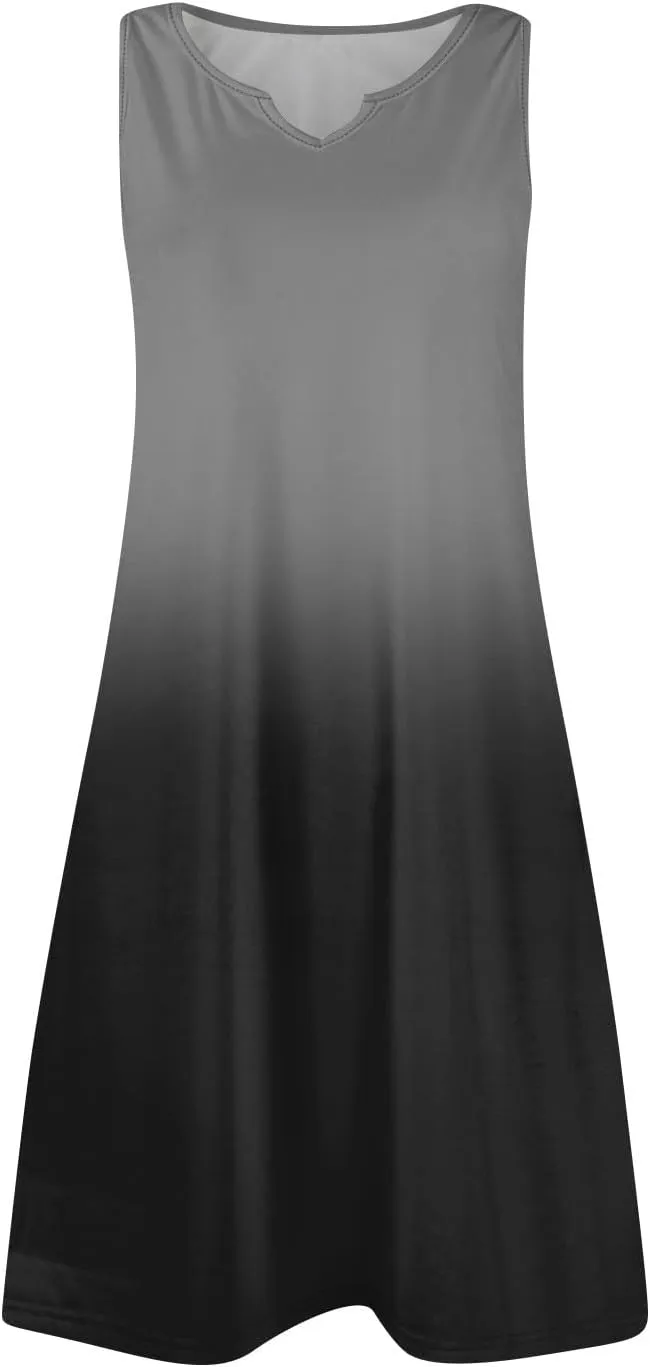 Women's Beach Dresses 2025 Summer V-Neck Sleeveless Tank Mini Sundress, S-3XL
