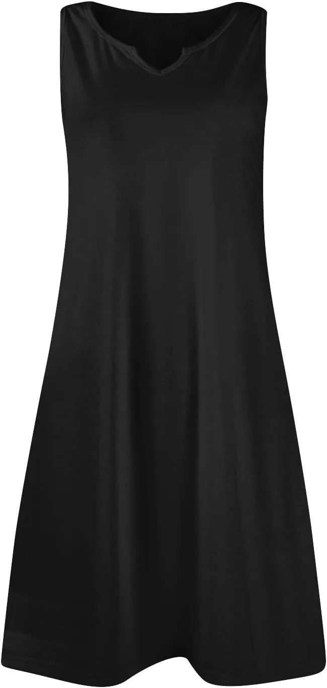 Women's Beach Dresses 2025 Summer V-Neck Sleeveless Tank Mini Sundress, S-3XL