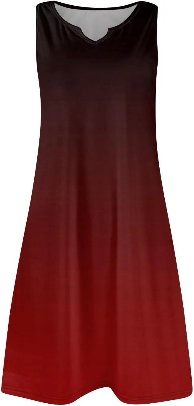 Women's Beach Dresses 2025 Summer V-Neck Sleeveless Tank Mini Sundress, S-3XL