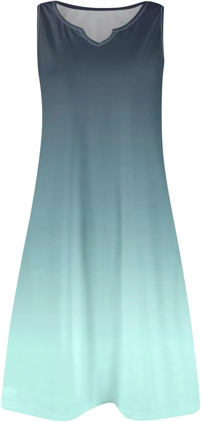 Women's Beach Dresses 2025 Summer V-Neck Sleeveless Tank Mini Sundress, S-3XL