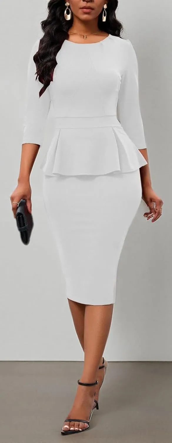 Women's Bodycon Pencil Dress Church Teacher Office Modest Business Wear to Work Sheath Suiting Dresses