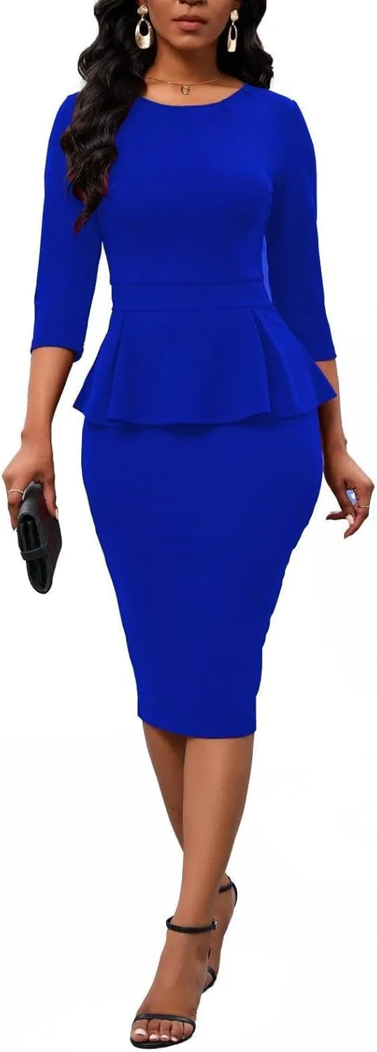 Women's Bodycon Pencil Dress Church Teacher Office Modest Business Wear to Work Sheath Suiting Dresses