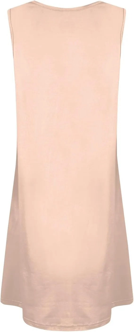 Women's Boho Summer Dresses 2025 Solid V Neck Button Down Sleeveless Tank Sundress with Pockets Mini Dresses, S-3XL