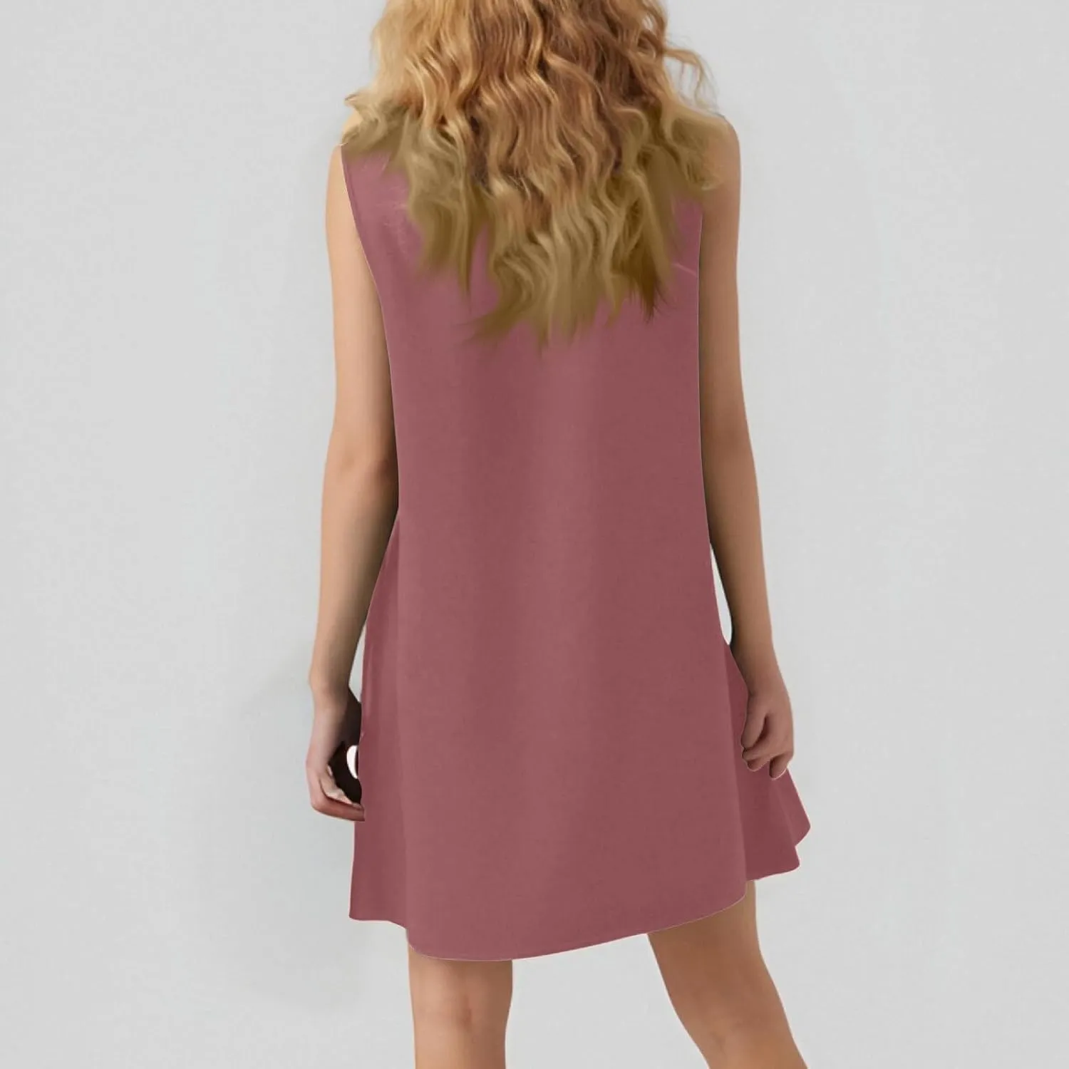 Women's Casual Dresses 2025 Sleeveless Round Neck Tank Ruffle Loose Mini Sundresses, S-2XL