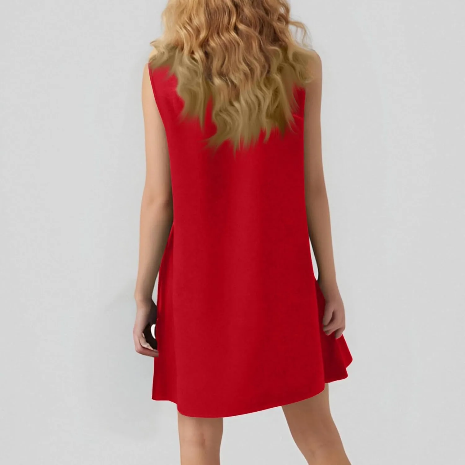 Women's Casual Dresses 2025 Sleeveless Round Neck Tank Ruffle Loose Mini Sundresses, S-2XL