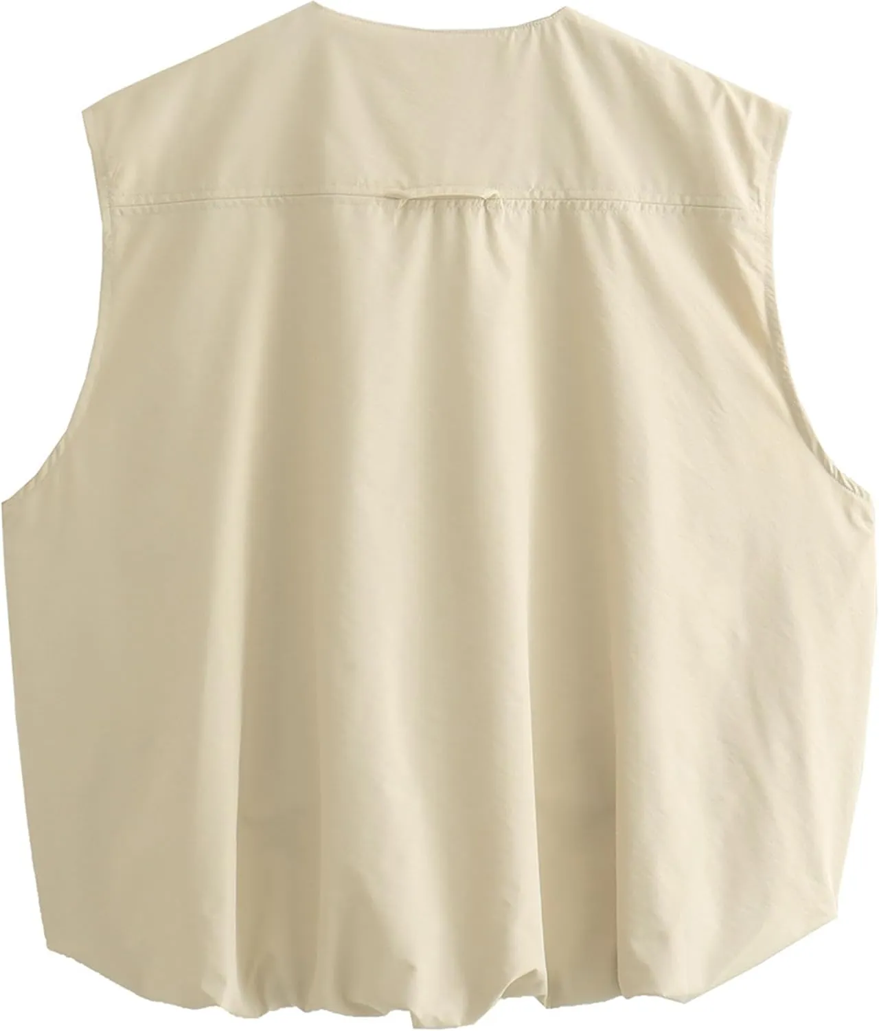 Womens Casual Zip Up Cargo Vest Top Oversized Lightweight Ruched Hem Sleeveless Blazer Jackets Vest Tops