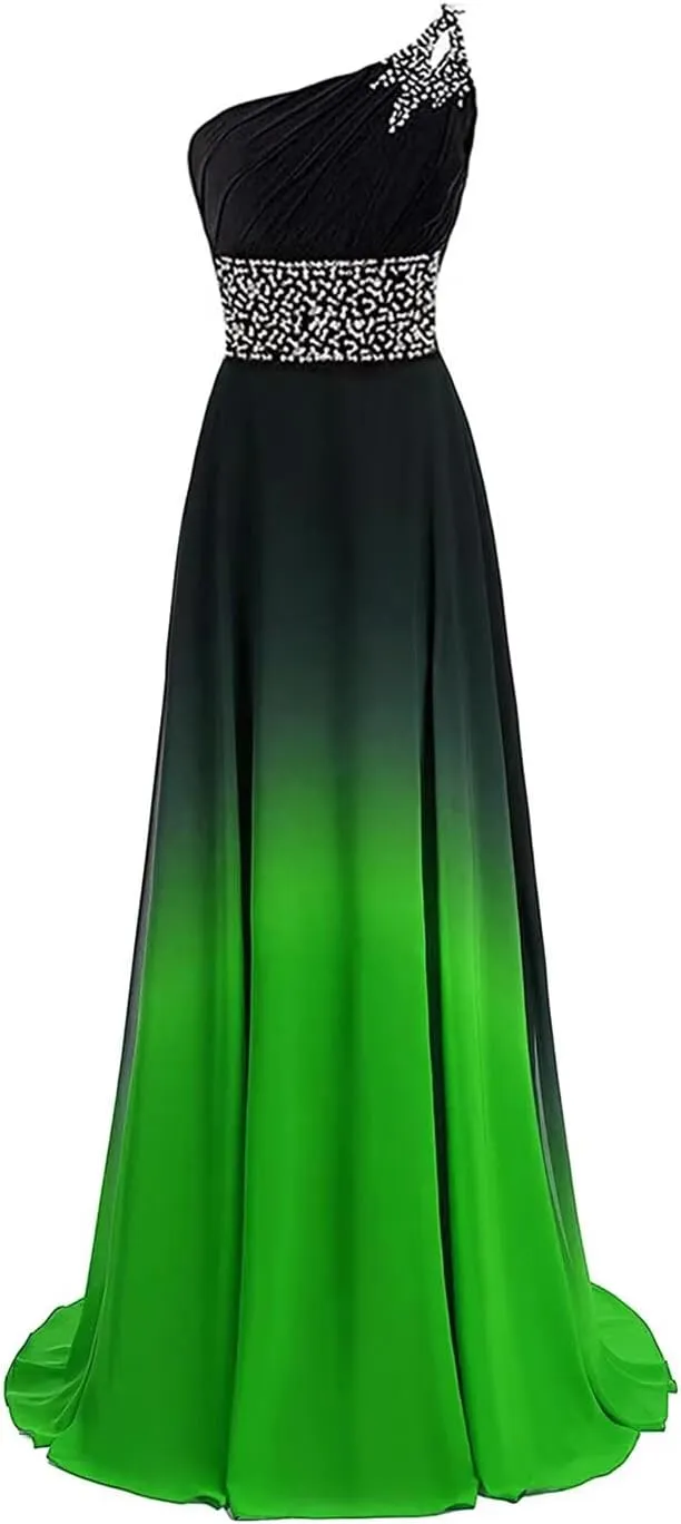 Women's Chiffon Long Bridesmaid Dresses A Line Ombre Prom Evening Gowns