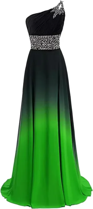 Women's Chiffon Long Bridesmaid Dresses A Line Ombre Prom Evening Gowns
