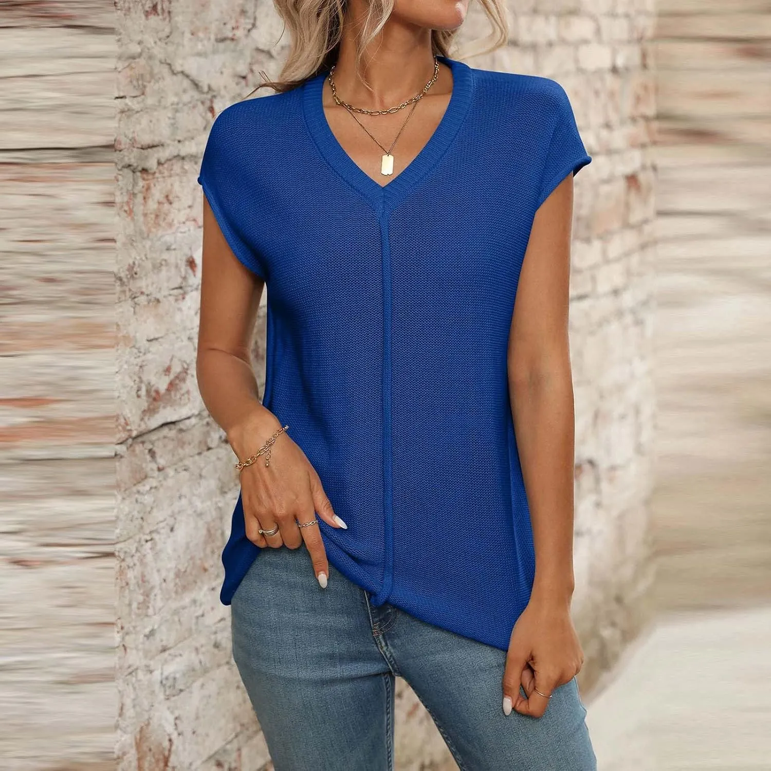 Womens Cotton Pullover Tops 2025 Summer Trendy Knit Cap Sleeve Sweater Vests Casual Loose Fit Lightweight Blouse