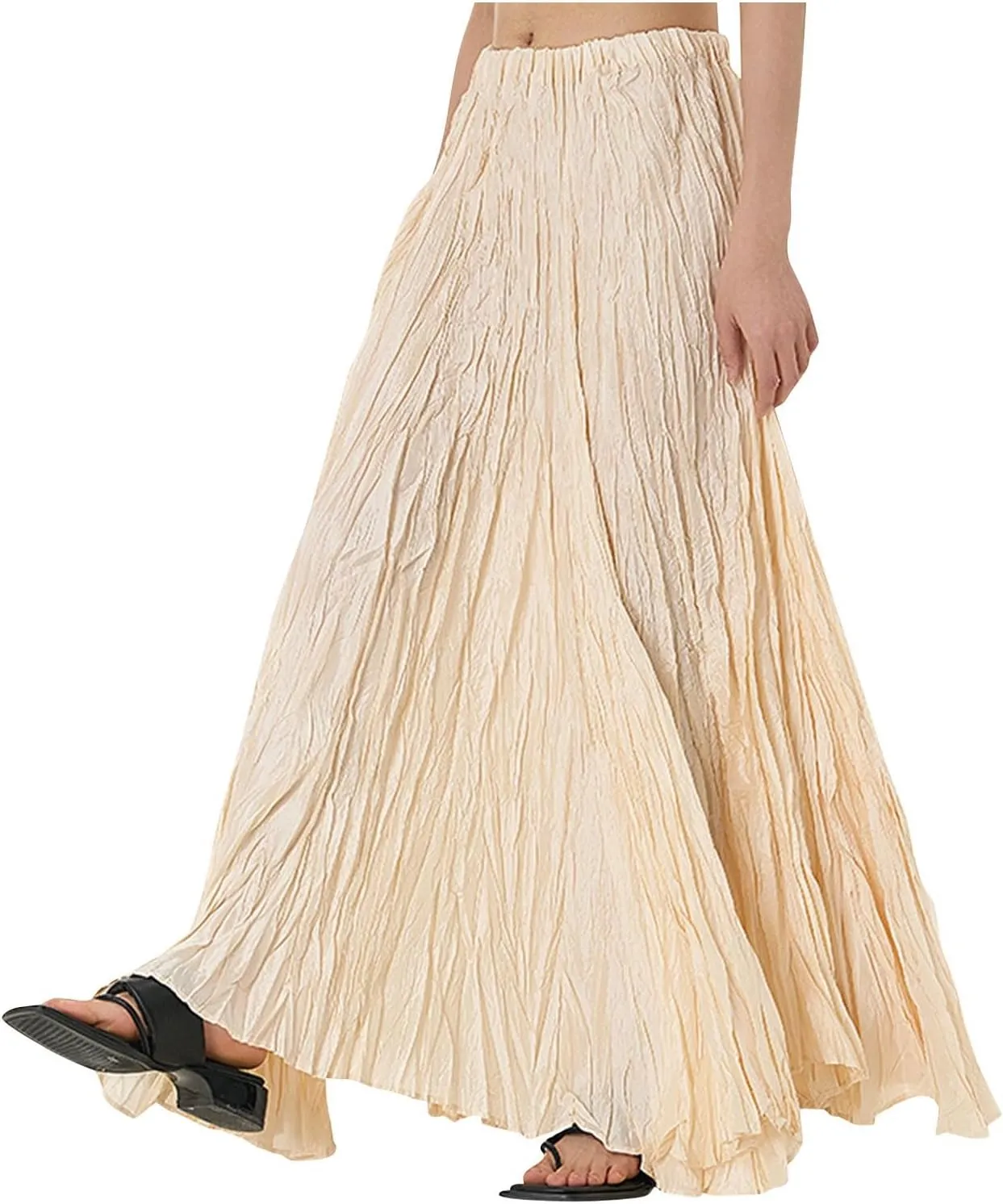 Women's Eleganti Skirts Fluttering Drapey Crinkle Slim Waist Plus Hem Loose Skirt Midi Dress Walking Daily Wear