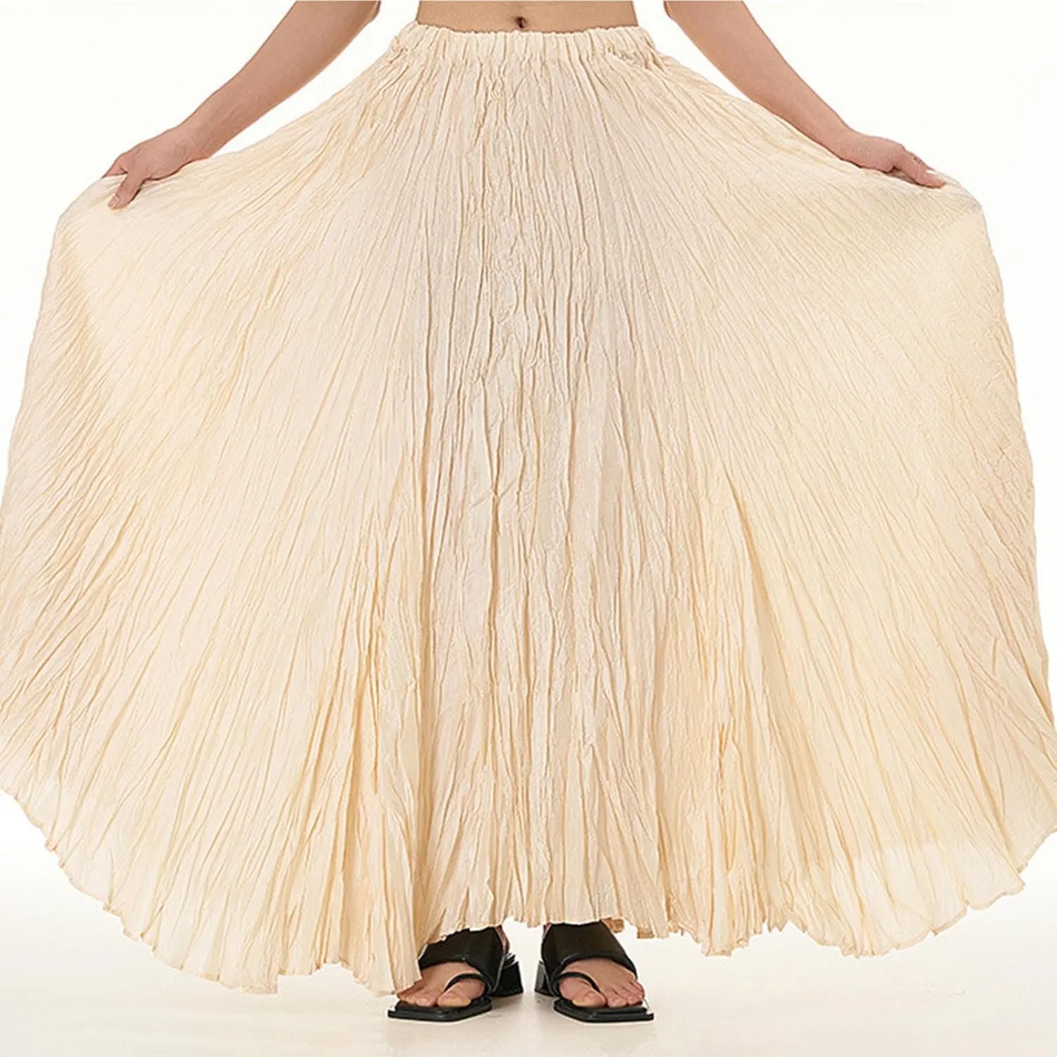 Women's Eleganti Skirts Fluttering Drapey Crinkle Slim Waist Plus Hem Loose Skirt Midi Dress Walking Daily Wear