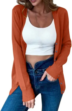 Womens Fall 2024 Cardigan Lightweight Long Sleeve Open Front V Neck Cute Cardigans Sweaters Casual Fashion Outerwear