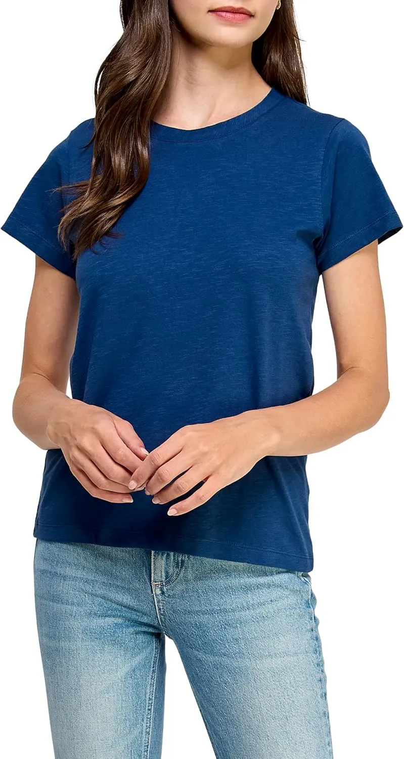 Women's GOTS Certified 100% Organic Cotton Slub Crewneck T Shirt Short Sleeve Tee Tops