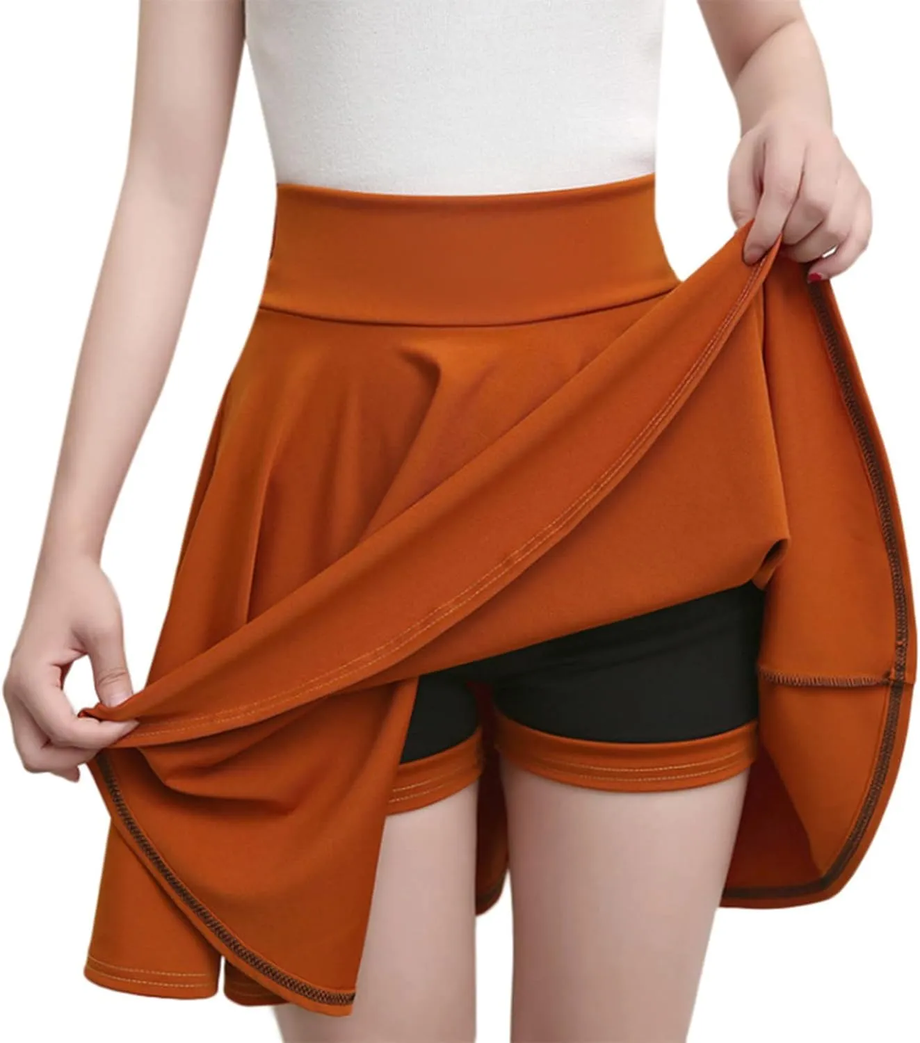 Women's High Waisted Tennis Skirt Athletic Running Golf Skorts Skirts Stretchy Pleated Mini Skater Skirt with Shorts