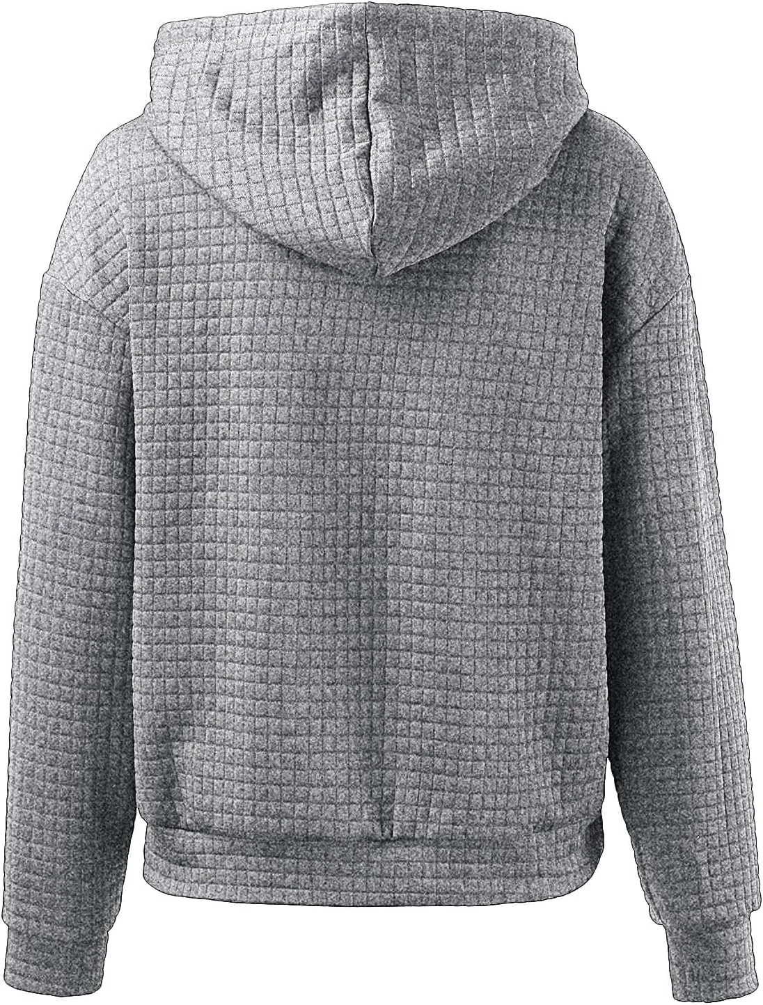 Womens Hoodies Casual Long Sleeve Waffle Knit Hooded Sweatshirts Solid Color Drawstring Pullover Sweaters Warm Tops