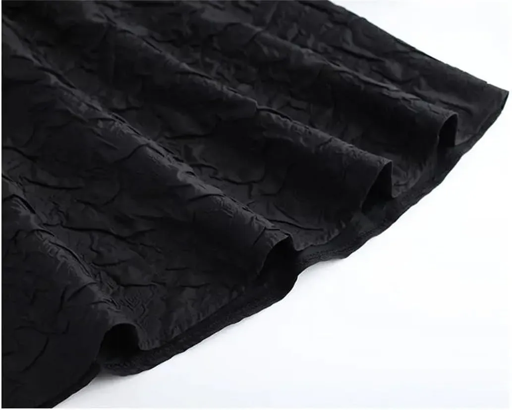 Women's Jacquard A-Line High Waist Mid Length Slim Elastic Waist Pleated Umbrella Skirt