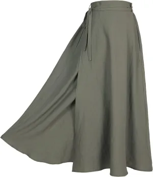 Women's Linen Wrap Skirt Casual Maxi Skirt Vintage A line Linen Skirt